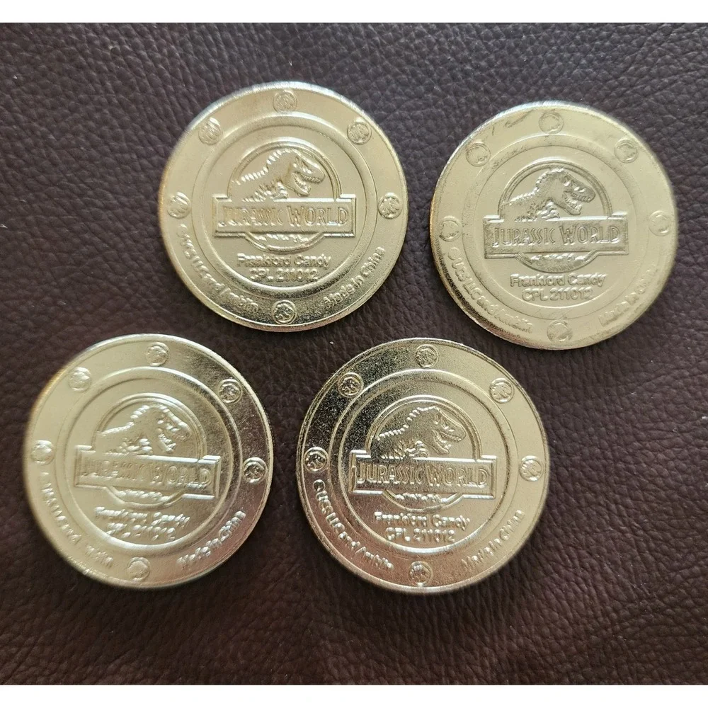Jurassic World Dinosaur Coin Token Lot Frankford Candy T-Rex Velociraptor Stegos